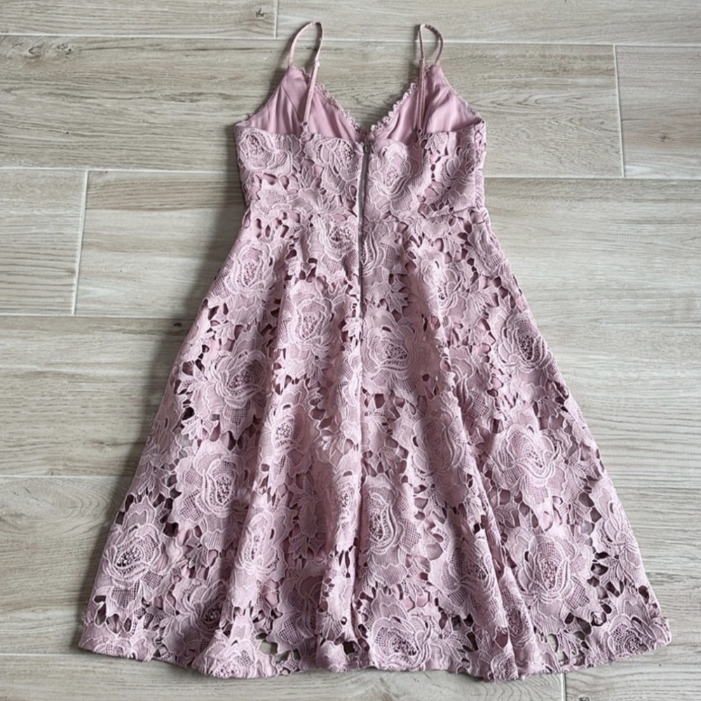 Lulus Nora Lee Dusty Rose Sleeveless Lace Midi Dress, M - Picture 7 of 9
